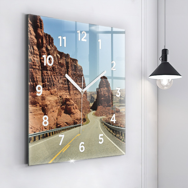 Square glass wall clock Route 66 in the US