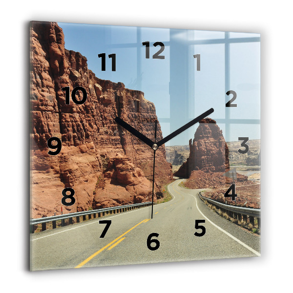 Square glass wall clock Route 66 in the US