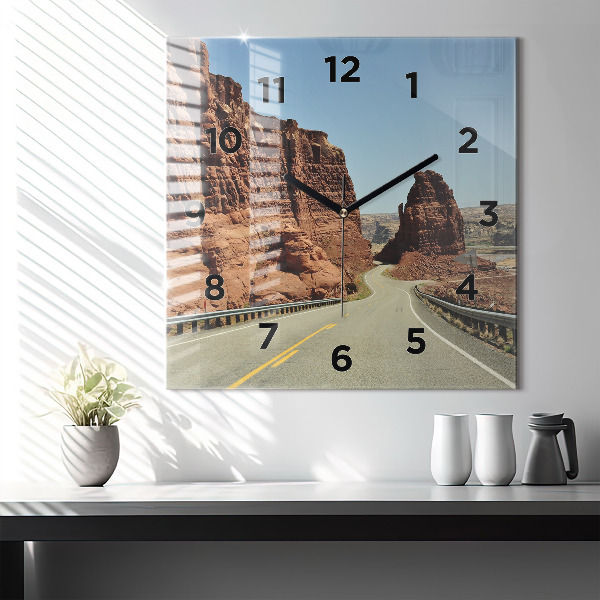 Square glass wall clock Route 66 in the US