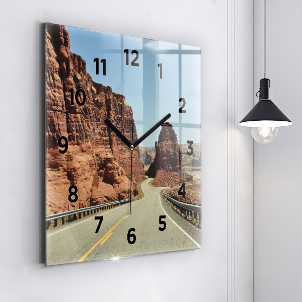 Square glass wall clock Route 66 in the US