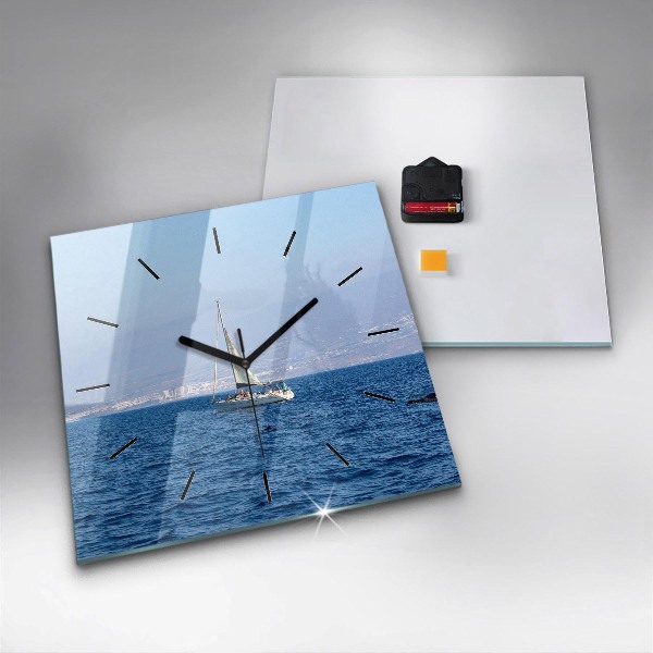 Square glass wall clock Yacht in Tenerife