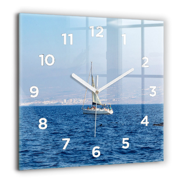Square glass wall clock Yacht in Tenerife