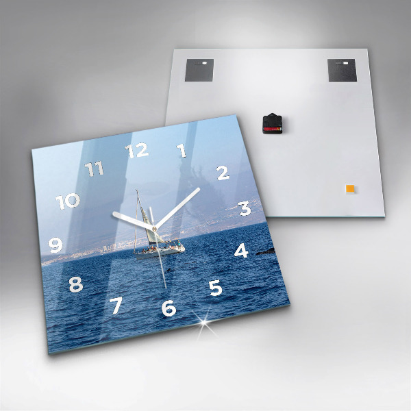 Square glass wall clock Yacht in Tenerife