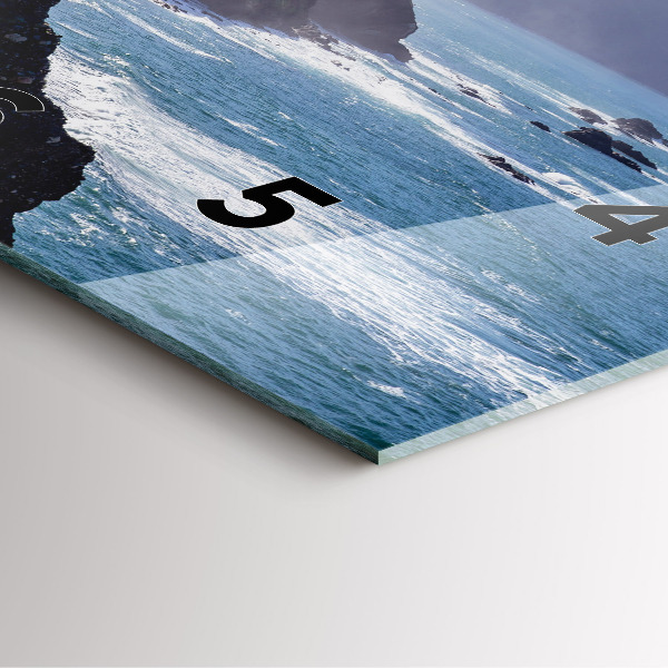 Square glass wall clock Mountains by the ocean