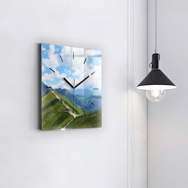 Square glass wall clock Kasprowy Wierch Zakopane