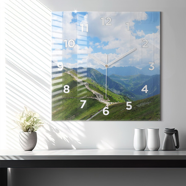 Square glass wall clock Kasprowy Wierch Zakopane