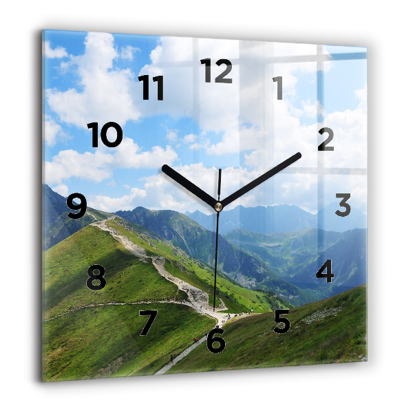 Square glass wall clock Kasprowy Wierch Zakopane