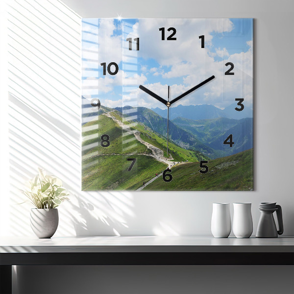 Square glass wall clock Kasprowy Wierch Zakopane