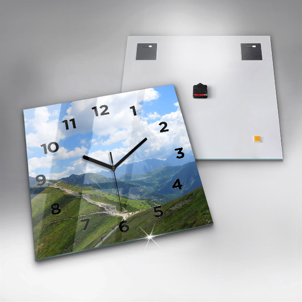 Square glass wall clock Kasprowy Wierch Zakopane