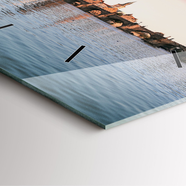 Square glass wall clock Charles Bridge in Prague