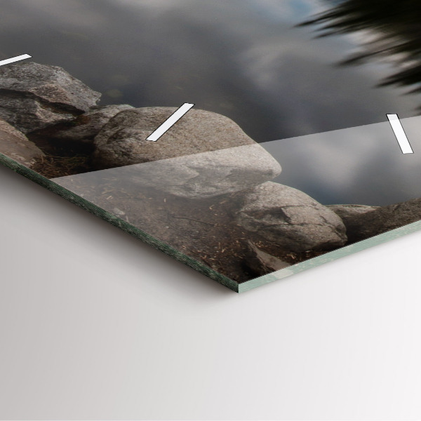 Square glass wall clock High Tatras in Slovakia