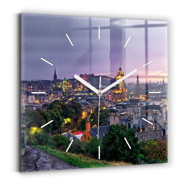 Square glass wall clock Edinburgh from Calton Hill