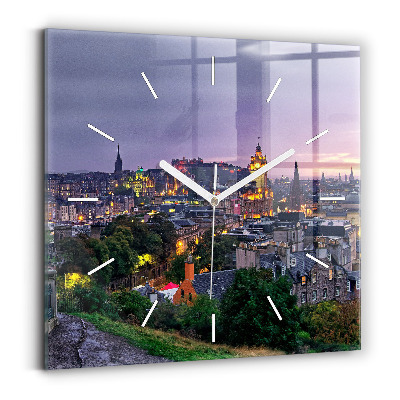 Square glass wall clock Edinburgh from Calton Hill