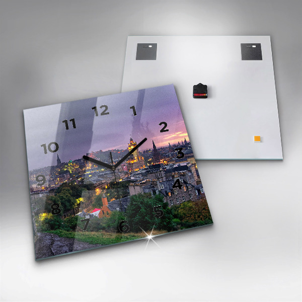 Square glass wall clock Edinburgh from Calton Hill