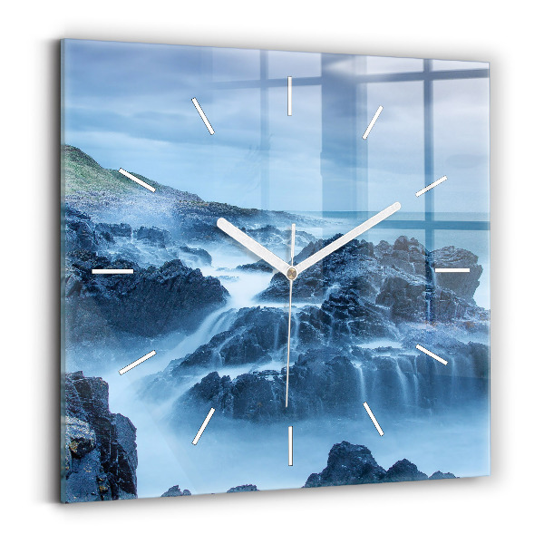 Square glass wall clock Lighthouse