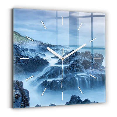 Square glass wall clock Lighthouse