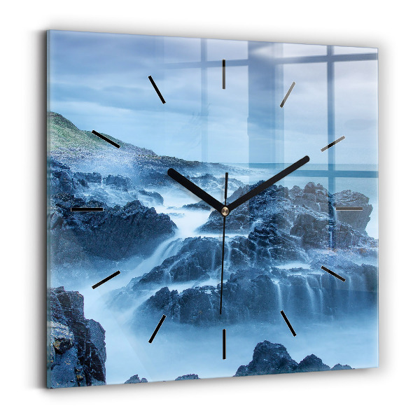 Square glass wall clock Lighthouse