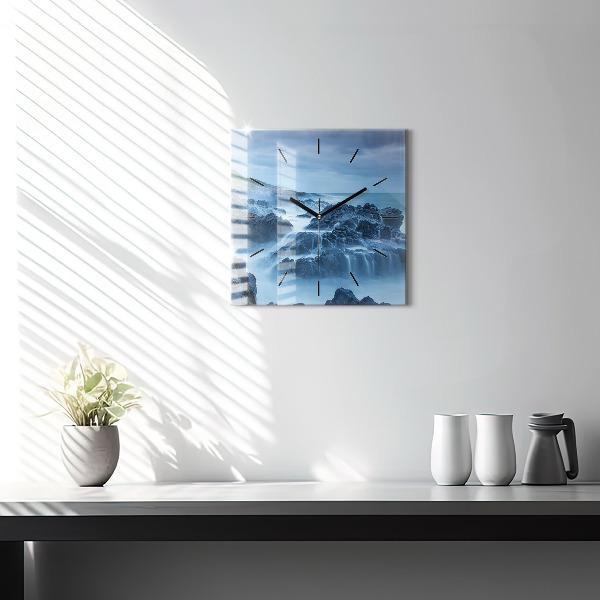 Square glass wall clock Lighthouse