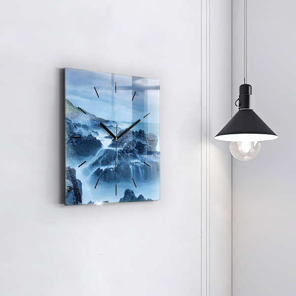 Square glass wall clock Lighthouse