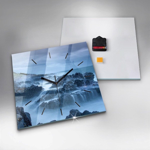 Square glass wall clock Lighthouse