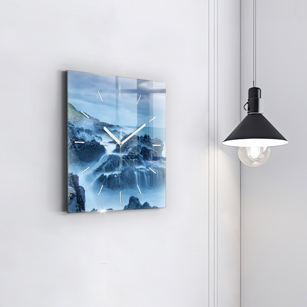 Square glass wall clock Lighthouse