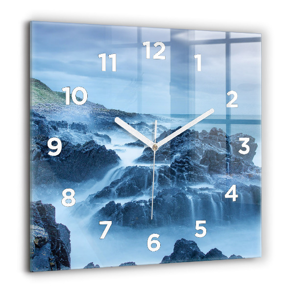 Square glass wall clock Lighthouse