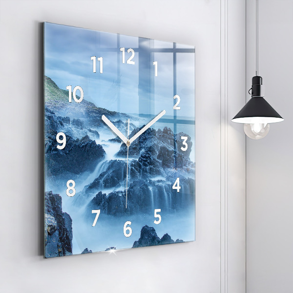 Square glass wall clock Lighthouse