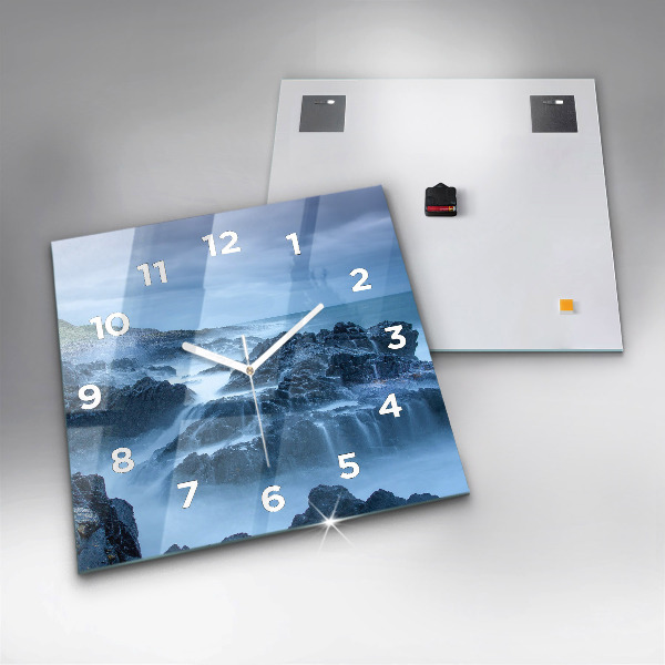 Square glass wall clock Lighthouse
