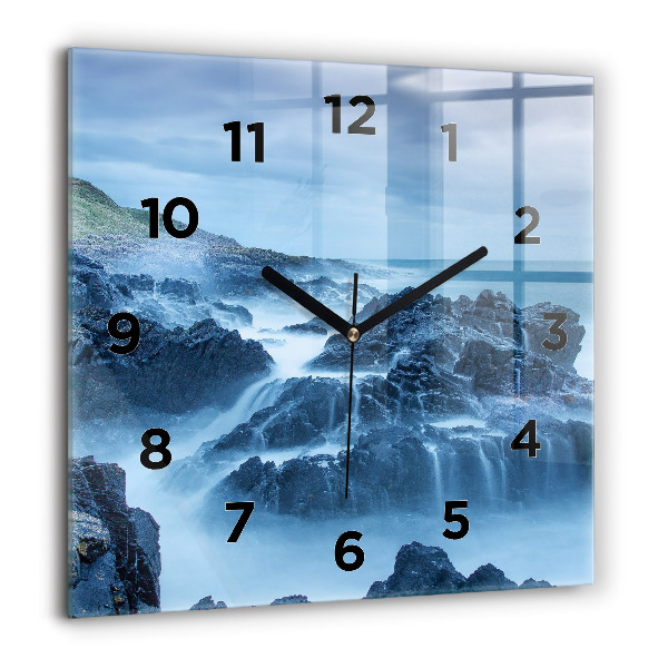 Square glass wall clock Lighthouse