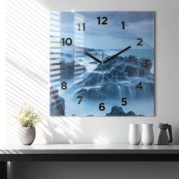 Square glass wall clock Lighthouse