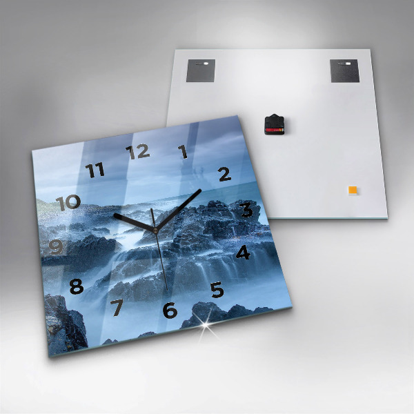 Square glass wall clock Lighthouse