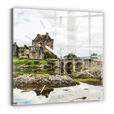 Square glass wall clock Eilean Donan Castle Scotland