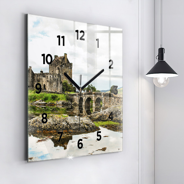 Square glass wall clock Eilean Donan Castle Scotland
