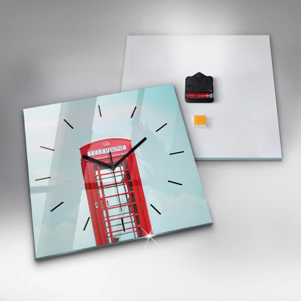 Square glass wall clock Public phone