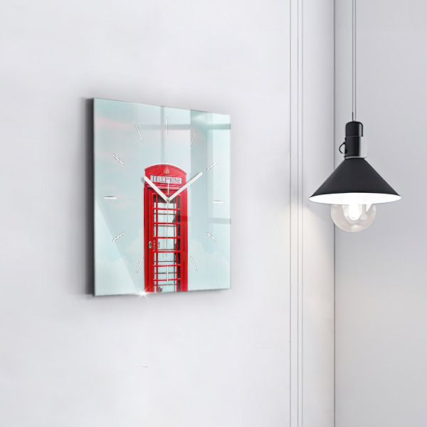 Square glass wall clock Public phone
