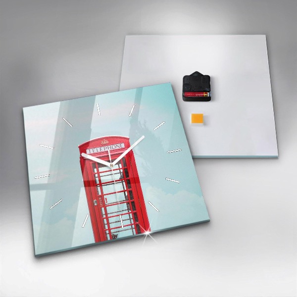 Square glass wall clock Public phone