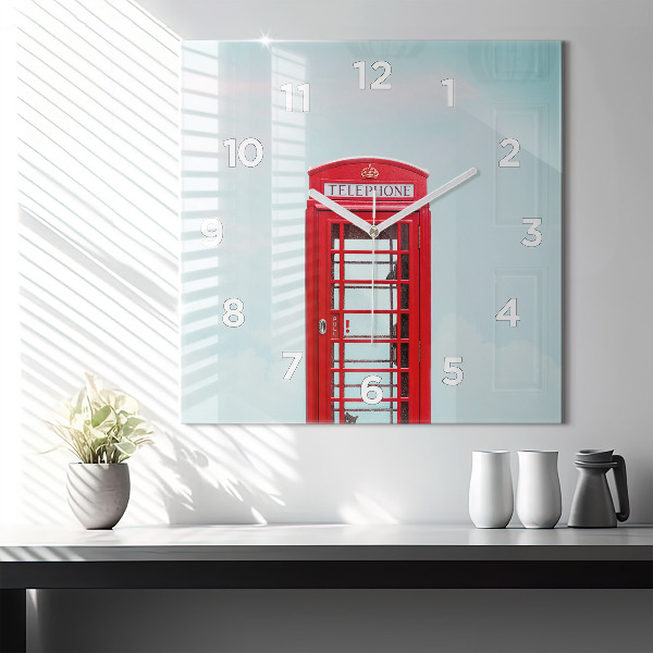 Square glass wall clock Public phone