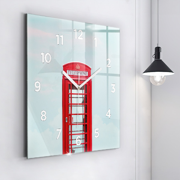 Square glass wall clock Public phone