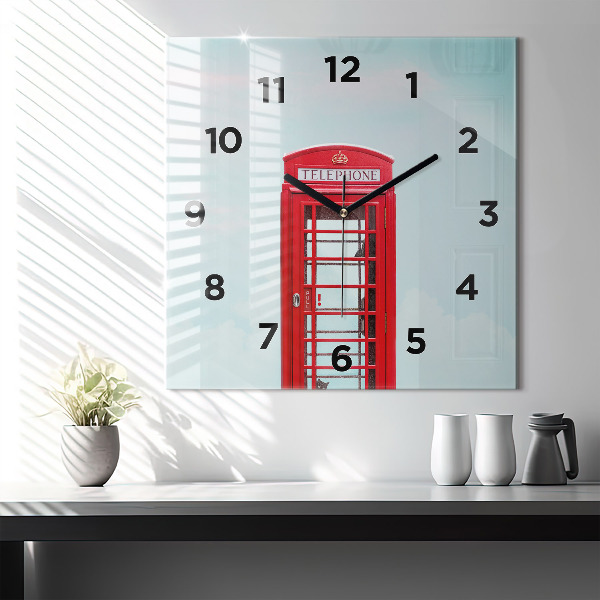 Square glass wall clock Public phone