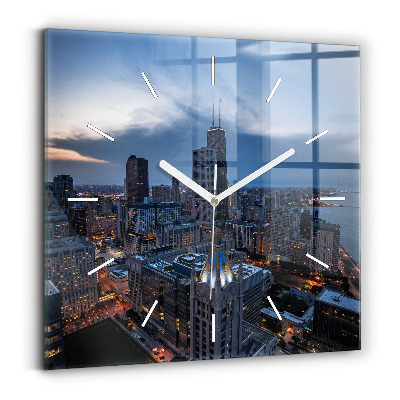 Square glass wall clock Photo of Chicago