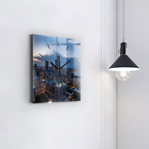 Square glass wall clock Photo of Chicago