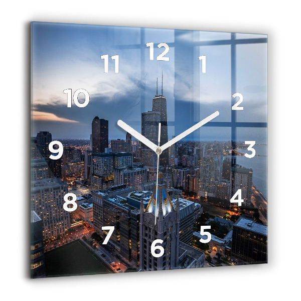 Square glass wall clock Photo of Chicago