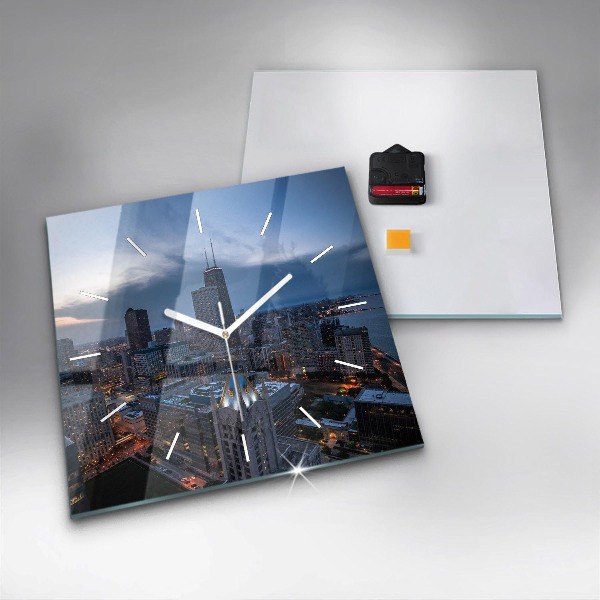 Square glass wall clock Photo of Chicago