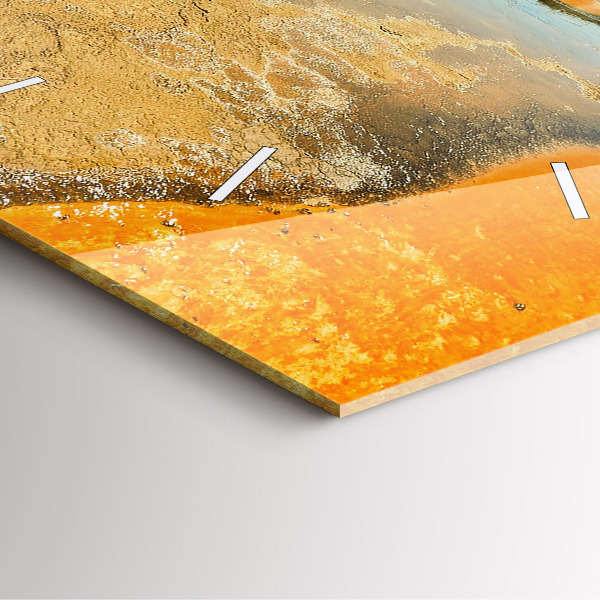 Square glass wall clock Lake with Mountains