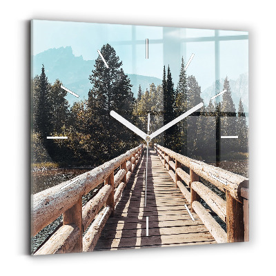Square glass wall clock Mountains in Yellowstone