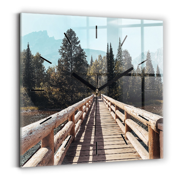 Square glass wall clock Mountains in Yellowstone