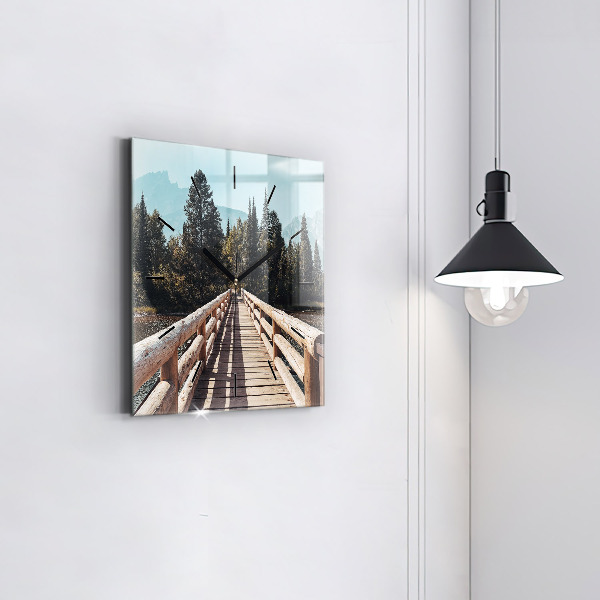 Square glass wall clock Mountains in Yellowstone