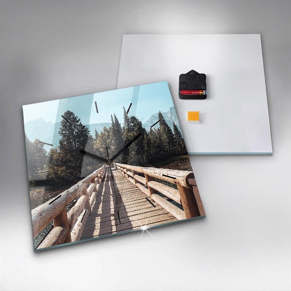 Square glass wall clock Mountains in Yellowstone