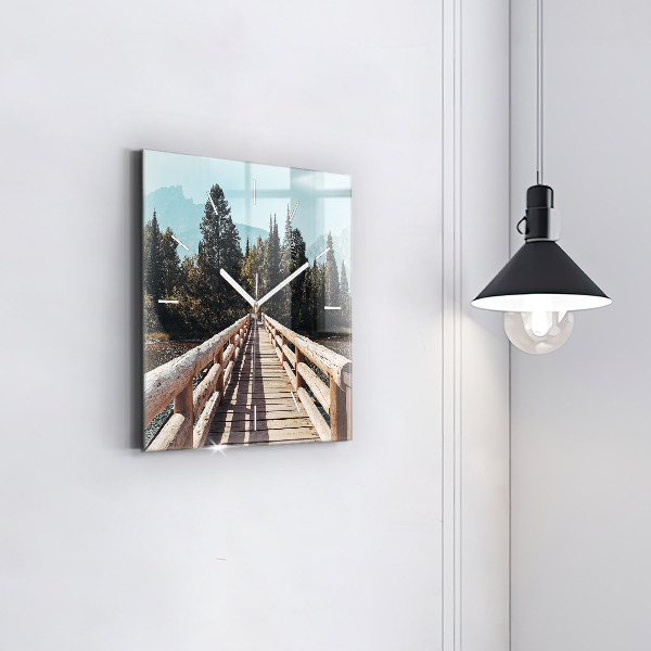 Square glass wall clock Mountains in Yellowstone