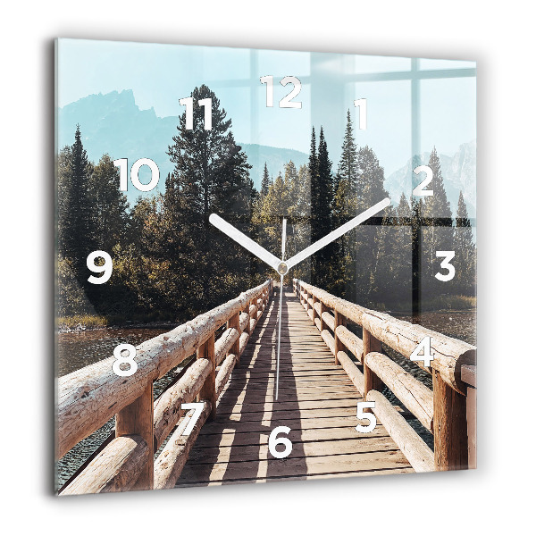 Square glass wall clock Mountains in Yellowstone